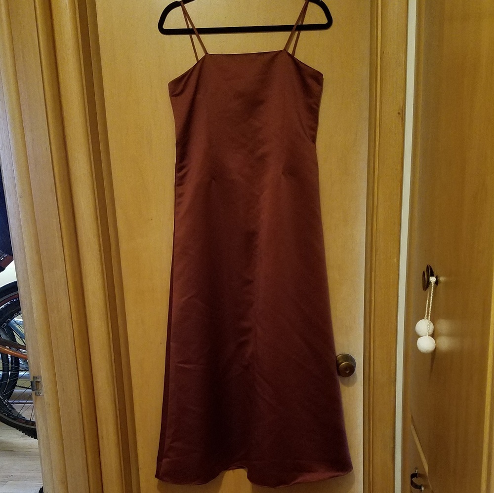 Gorgeous Bill Levkoff copper satin gown, 4